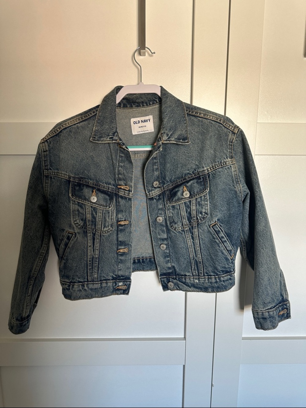 Old Navy Vintage-Style Washed Blue Cropped Denim Jacket